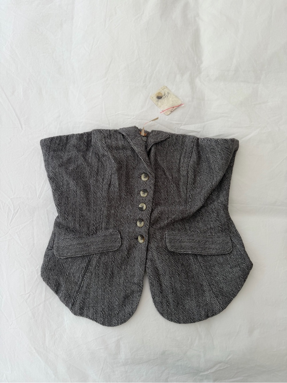 Free People Charcoal Herringbone Button Front Vest